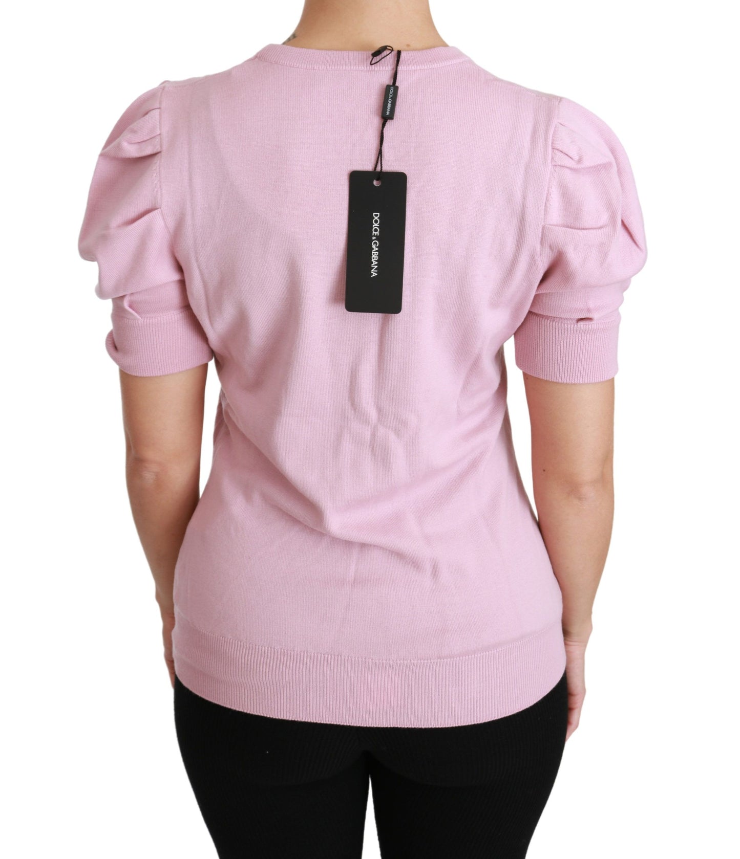 Chemisier brodé floral rose Dolce & Gabbana en laine