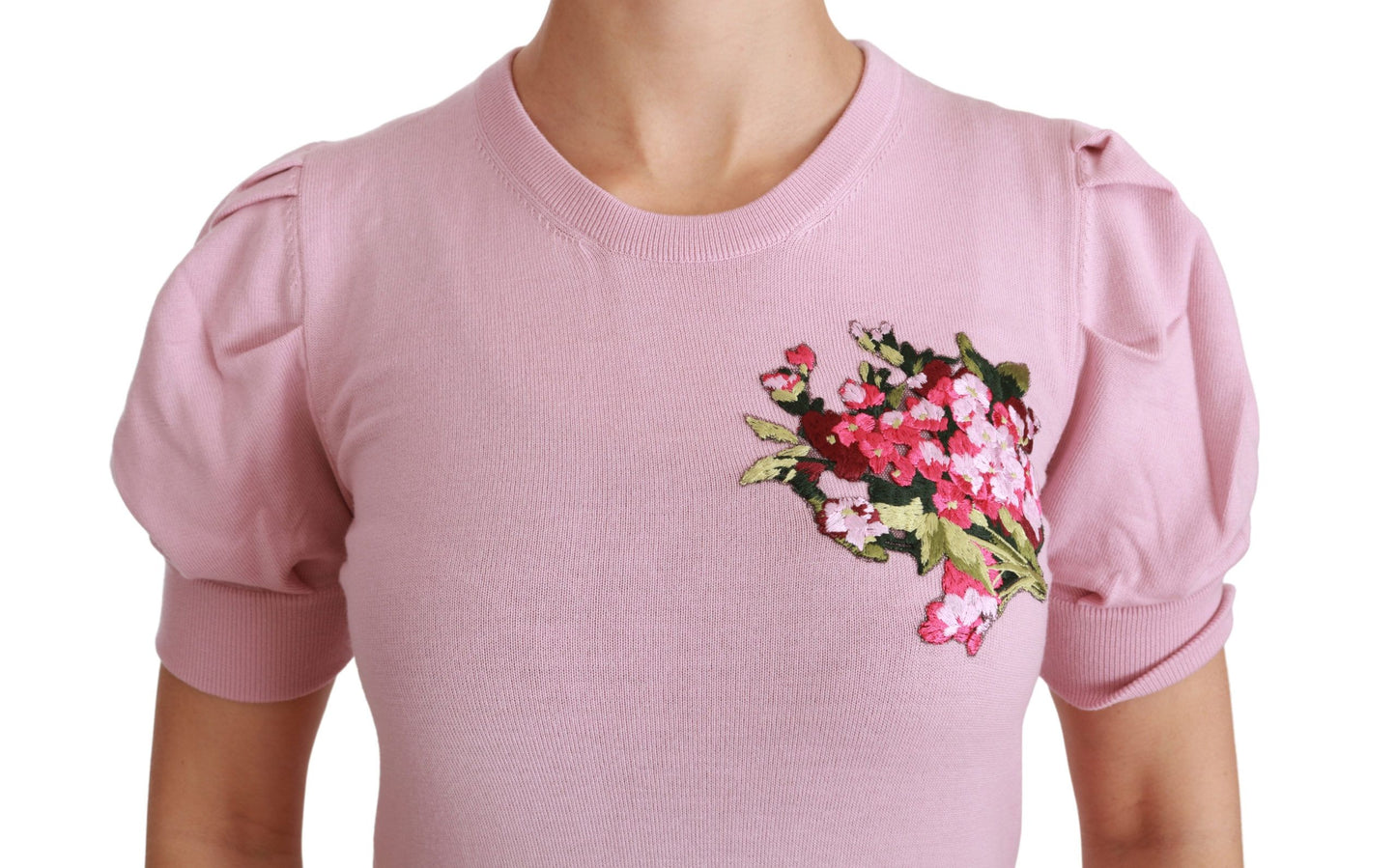 Chemisier brodé floral rose Dolce & Gabbana en laine