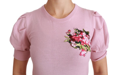 Chemisier brodé floral rose Dolce & Gabbana en laine