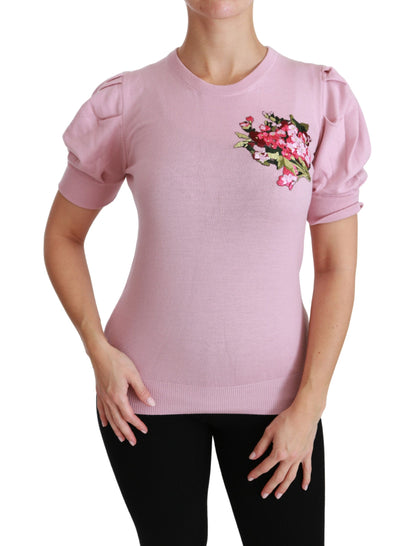 Chemisier brodé floral rose Dolce & Gabbana en laine