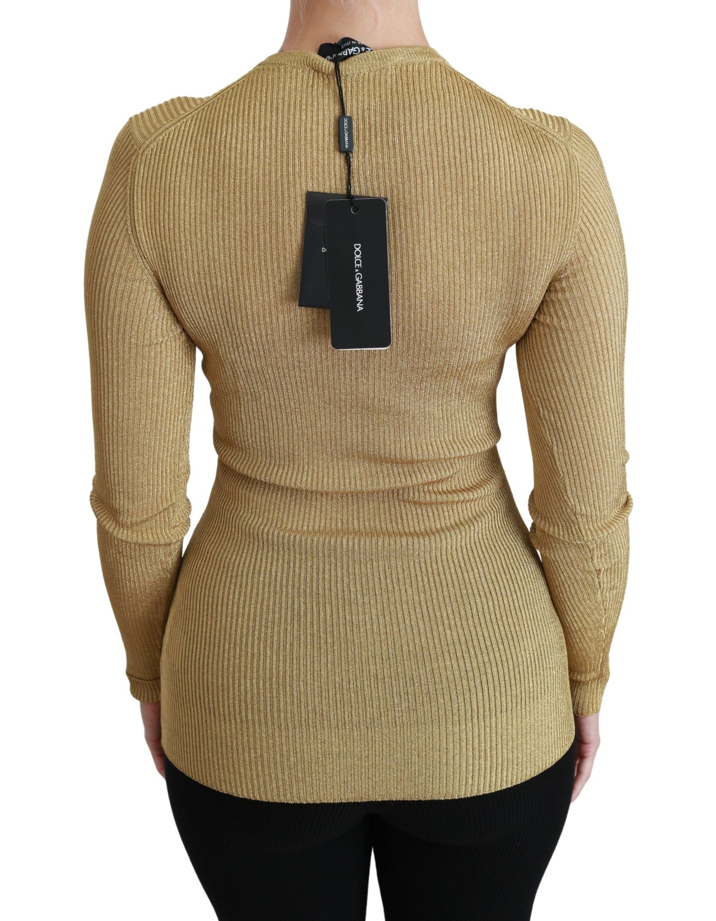 Gilet long Dolce & Gabbana doré à manches longues en viscose