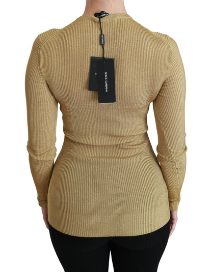 Gilet long Dolce & Gabbana doré à manches longues en viscose