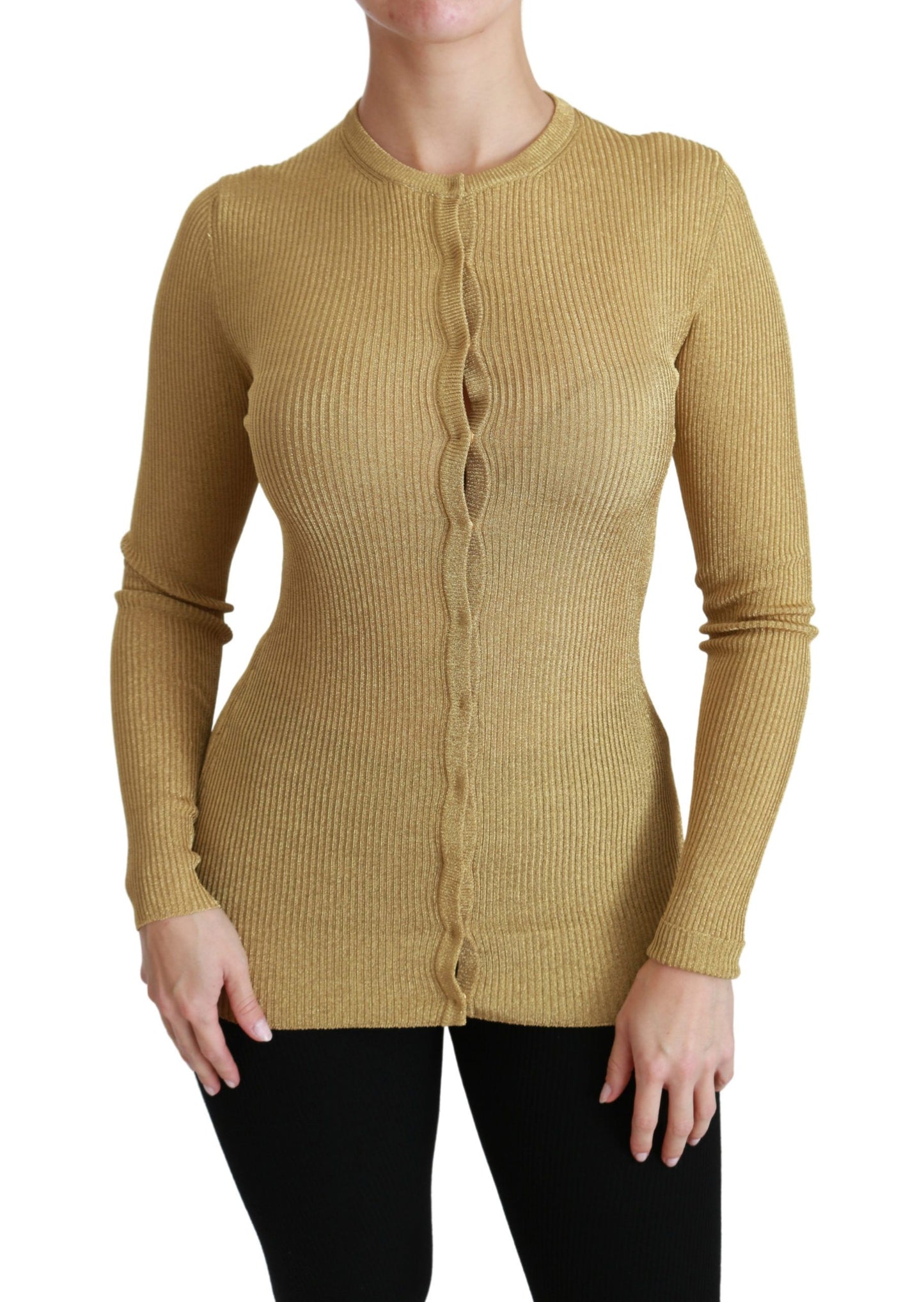 Gilet long Dolce & Gabbana doré à manches longues en viscose