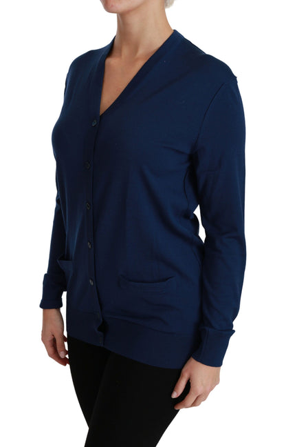 Cardigan en laine vierge bleu à boutons Dolce & Gabbana