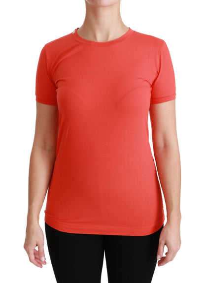 Haut en coton Dolce & Gabbana rouge à col rond et manches courtes