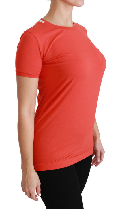 Haut en coton Dolce & Gabbana rouge à col rond et manches courtes