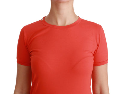 Haut en coton Dolce & Gabbana rouge à col rond et manches courtes
