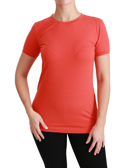 Haut en coton Dolce & Gabbana rouge à col rond et manches courtes
