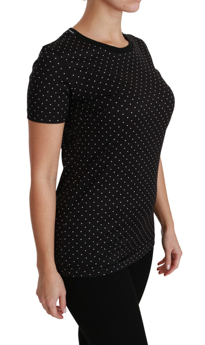 T-shirt en coton noir à pois et col rond Dolce & Gabbana