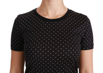 T-shirt en coton noir à pois et col rond Dolce & Gabbana