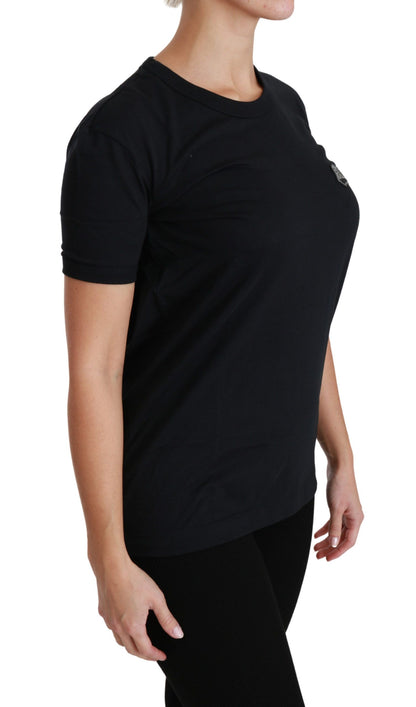 T-shirt Dolce & Gabbana en coton à col rond avec patch Amore bleu