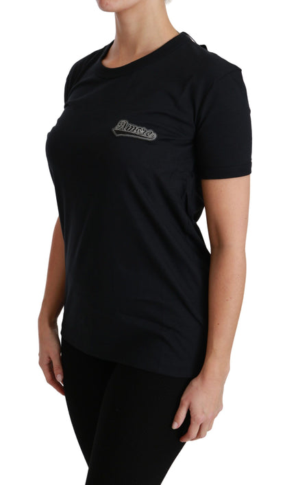 T-shirt Dolce & Gabbana en coton à col rond avec patch Amore bleu