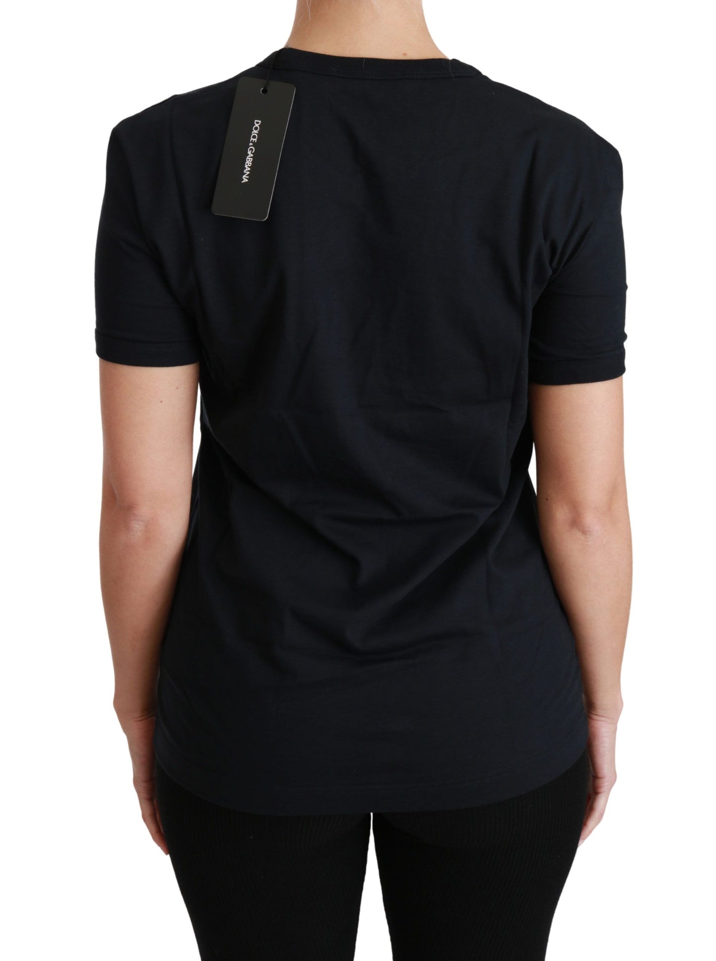 T-shirt Dolce & Gabbana en coton à col rond avec patch Amore bleu