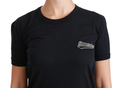 T-shirt Dolce & Gabbana en coton à col rond avec patch Amore bleu