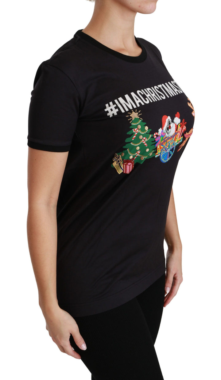 T-shirt col rond Dolce & Gabbana noir #ImAChristmasTree