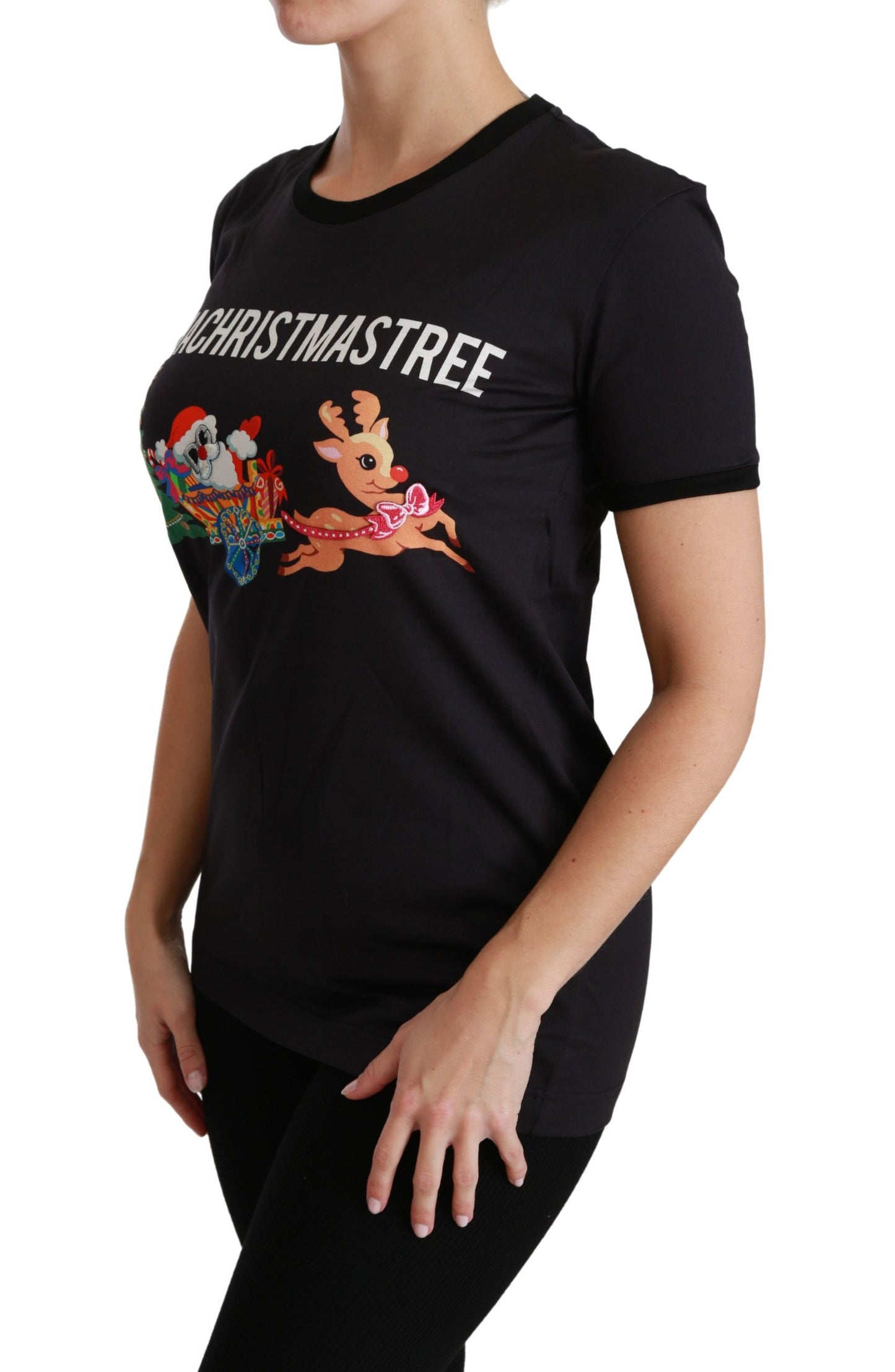 T-shirt col rond Dolce & Gabbana noir #ImAChristmasTree