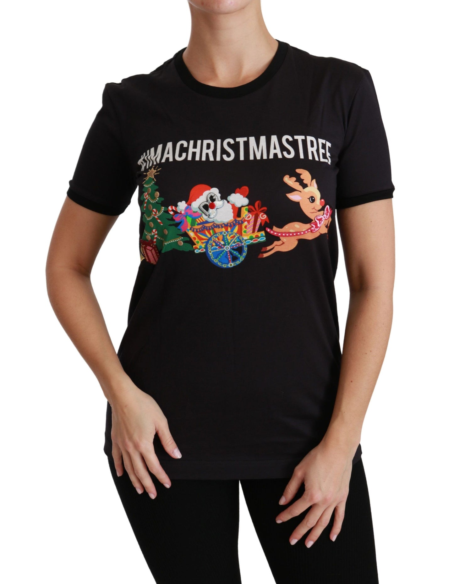 T-shirt col rond Dolce & Gabbana noir #ImAChristmasTree