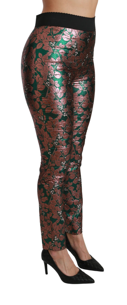 Collant slim Dolce & Gabbana motif feuilles bronze et vertes