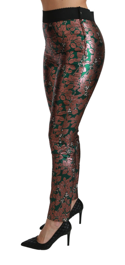 Collant slim Dolce & Gabbana motif feuilles bronze et vertes