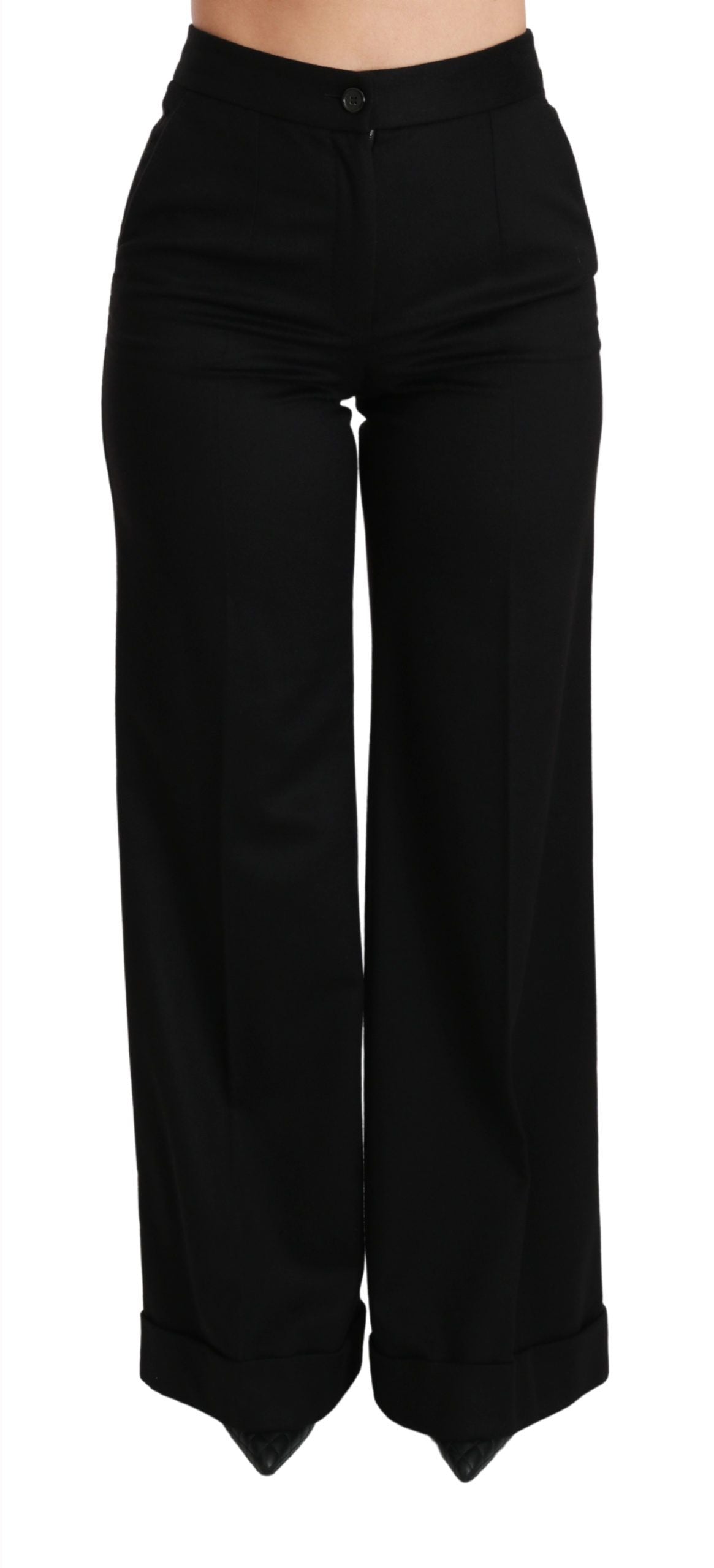 Pantalon évasé noir en cachemire à jambes larges Dolce & Gabbana
