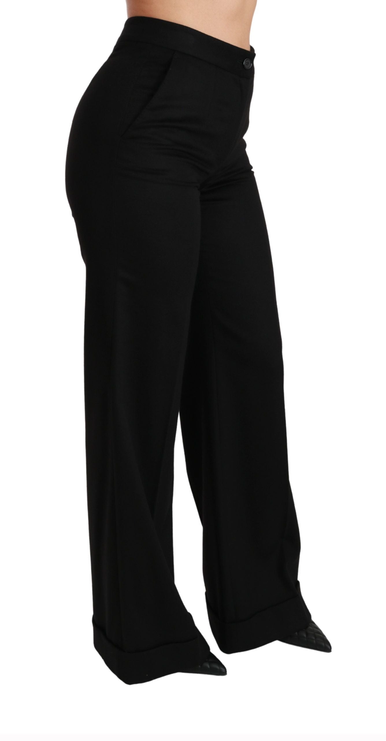 Pantalon évasé noir en cachemire à jambes larges Dolce & Gabbana