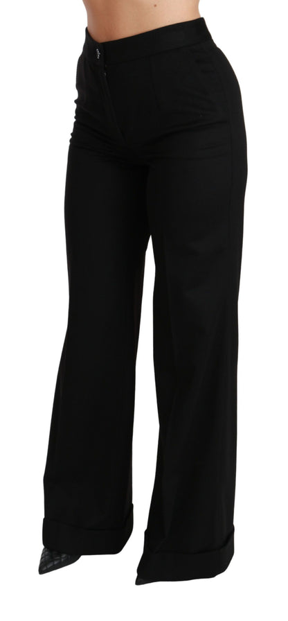 Pantalon évasé noir en cachemire à jambes larges Dolce & Gabbana