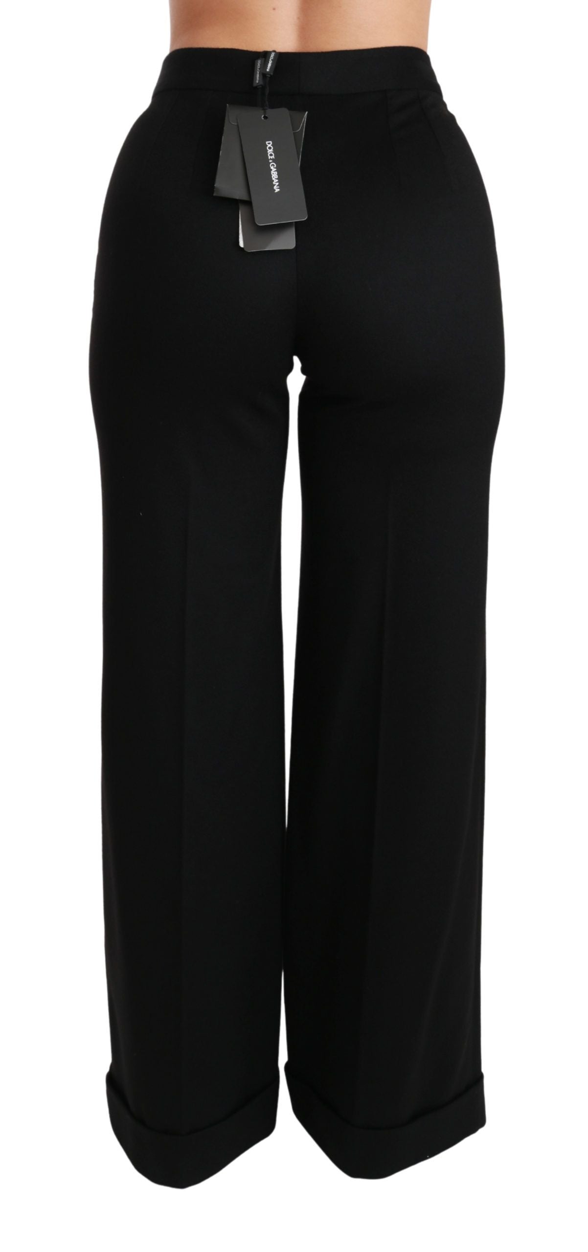 Pantalon évasé noir en cachemire à jambes larges Dolce & Gabbana