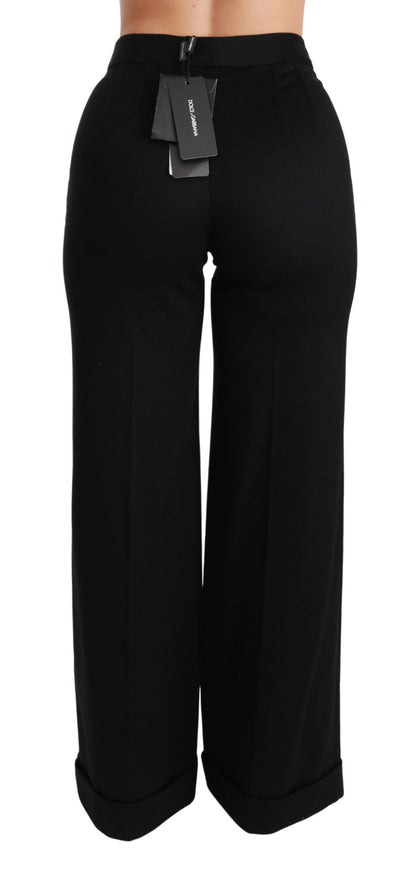 Pantalon évasé noir en cachemire à jambes larges Dolce & Gabbana