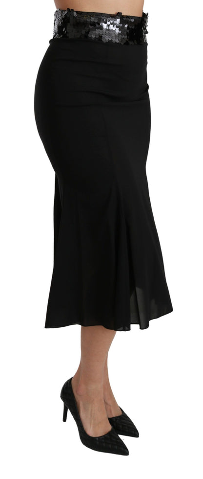 Jupe midi sirène Dolce & Gabbana noire en soie taille haute