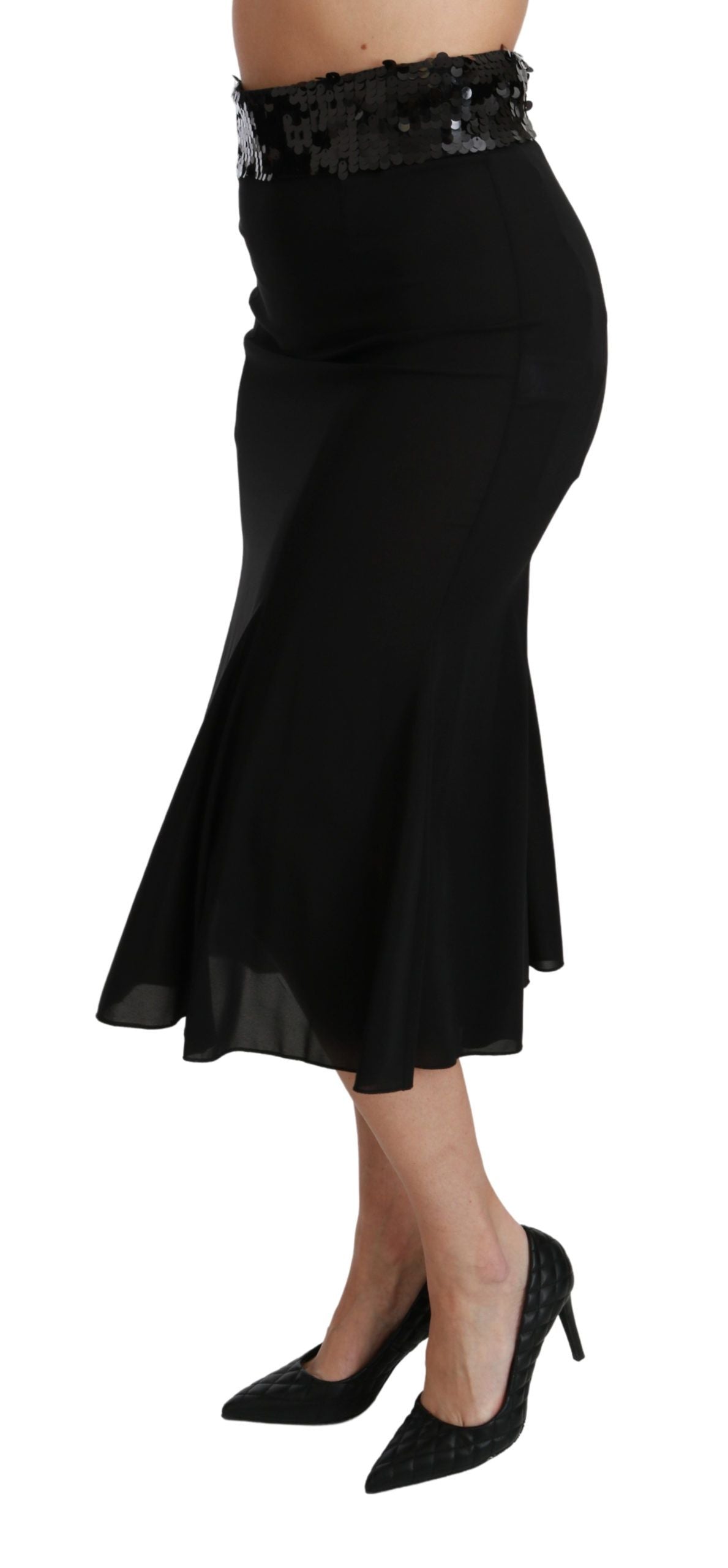 Jupe midi sirène Dolce & Gabbana noire en soie taille haute