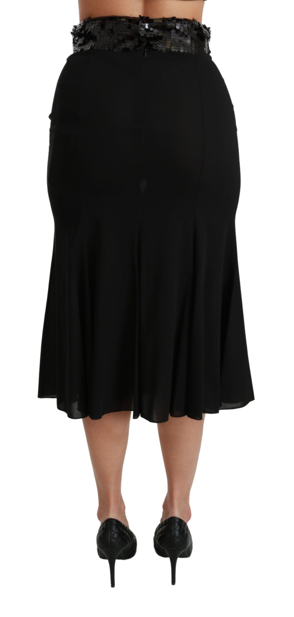 Jupe midi sirène Dolce & Gabbana noire en soie taille haute
