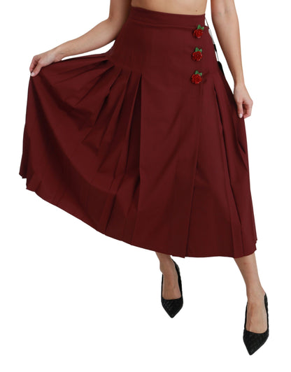 Jupe longue plissée taille haute en laine rouge Dolce & Gabbana