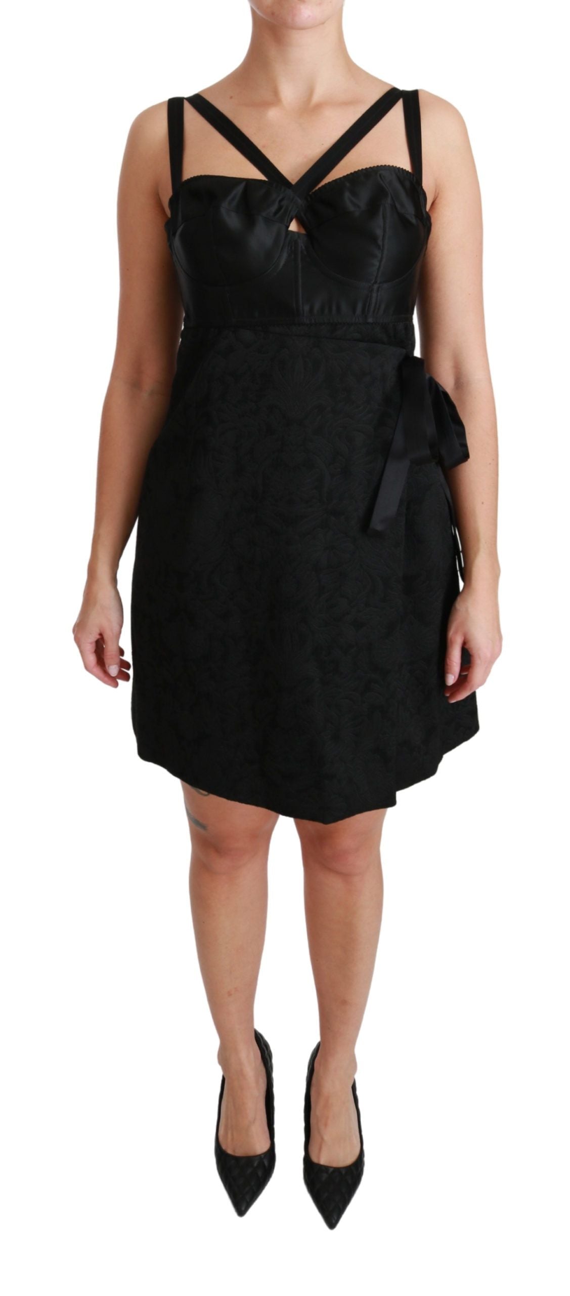 Mini-robe Dolce & Gabbana en satin jacquard stretch noir