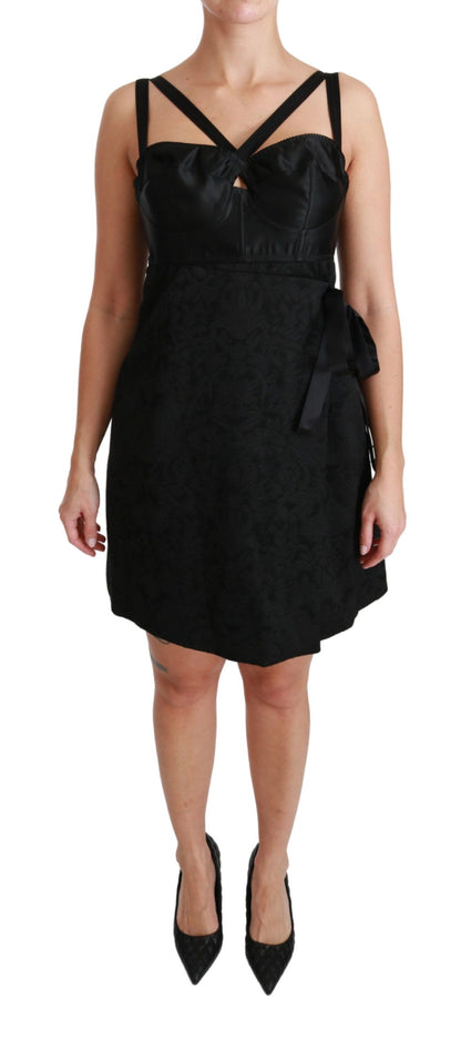Mini-robe Dolce & Gabbana en satin jacquard stretch noir
