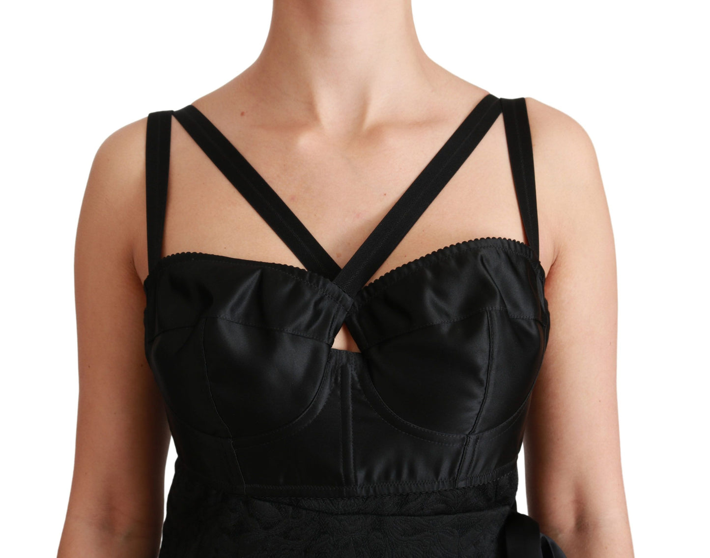 Mini-robe Dolce & Gabbana en satin jacquard stretch noir