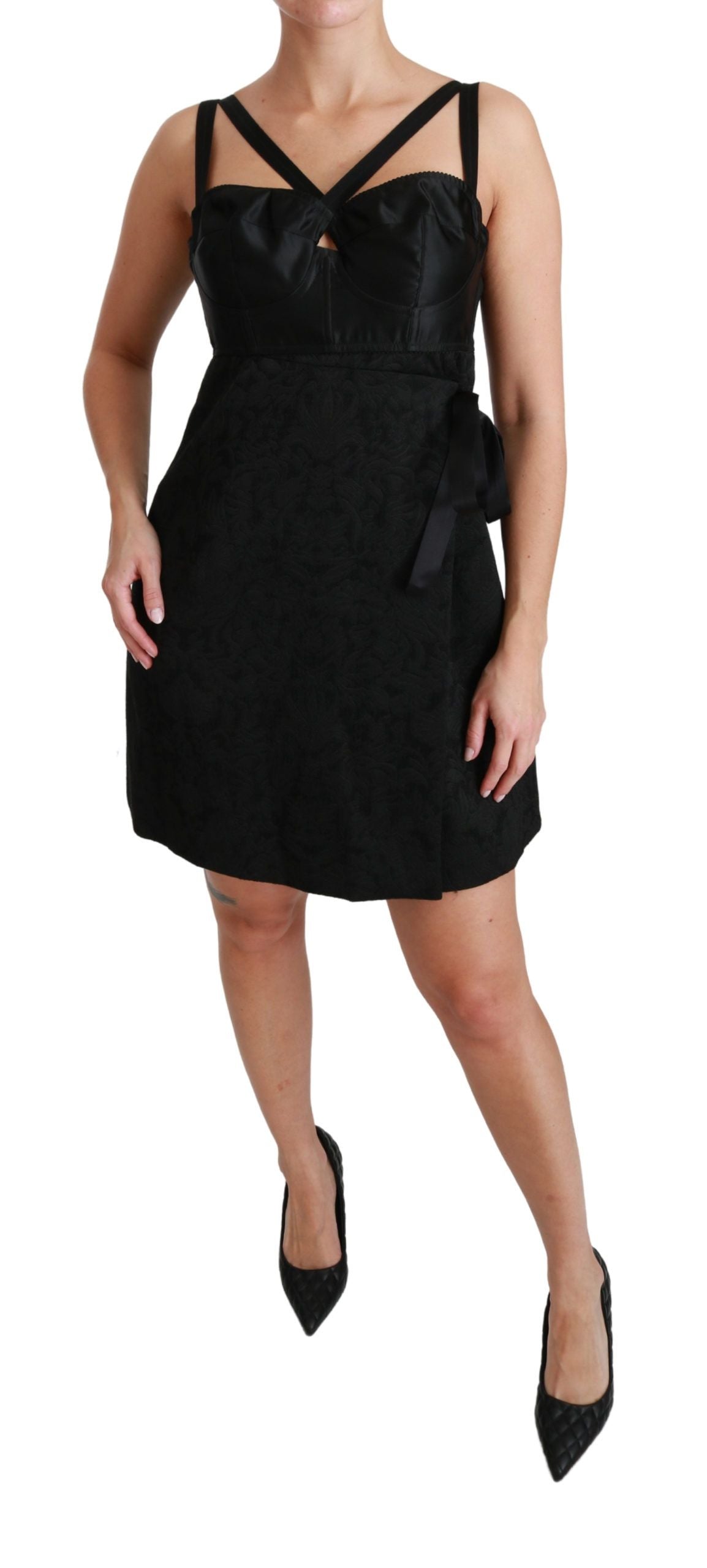 Mini-robe Dolce & Gabbana en satin jacquard stretch noir
