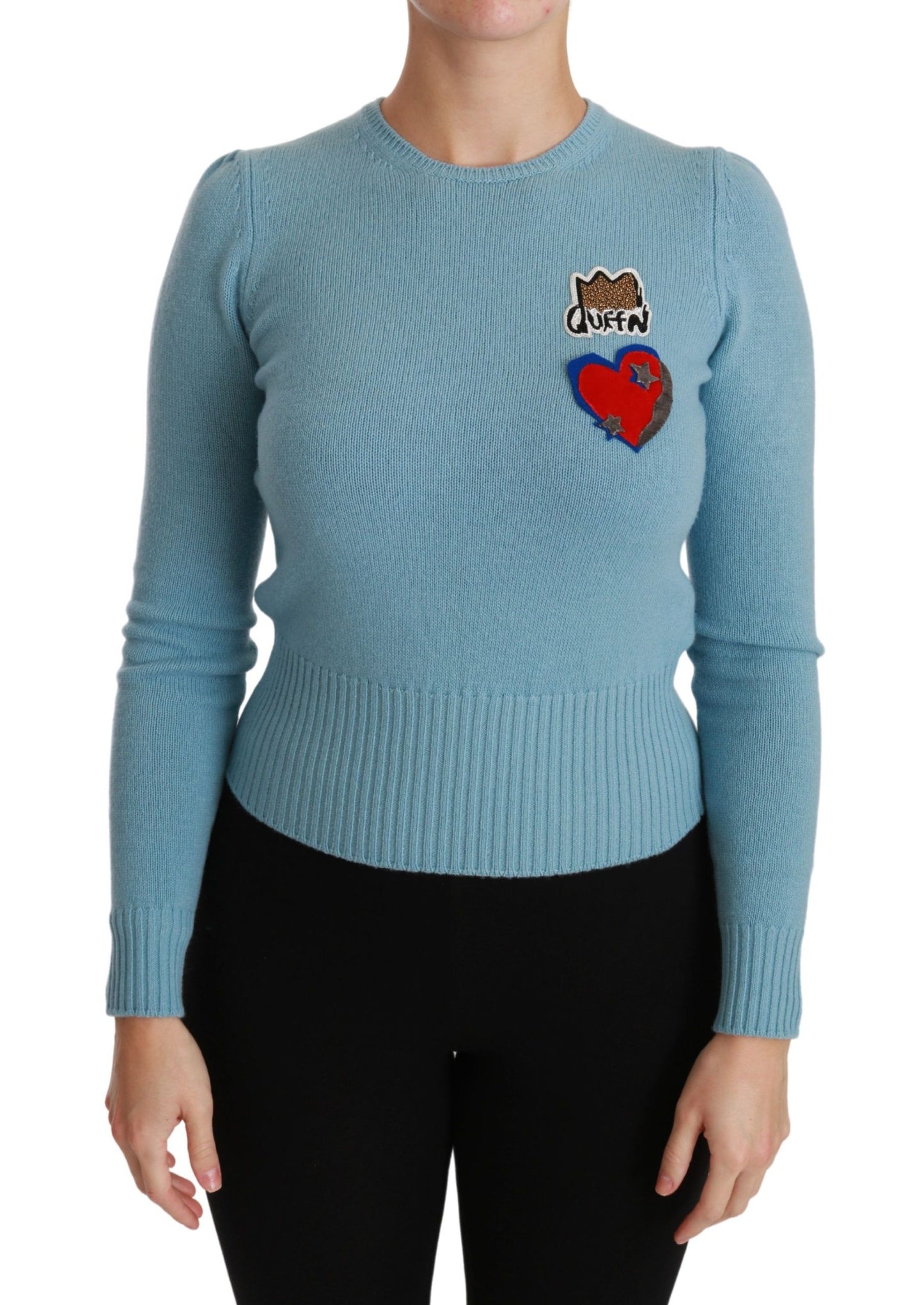 Suéter de punto Dolce & Gabbana azul de lana con motivo Queen Heart