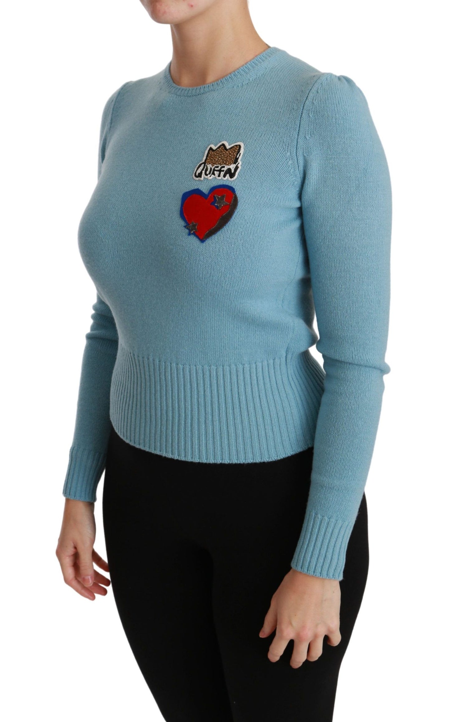 Suéter de punto Dolce & Gabbana azul de lana con motivo Queen Heart