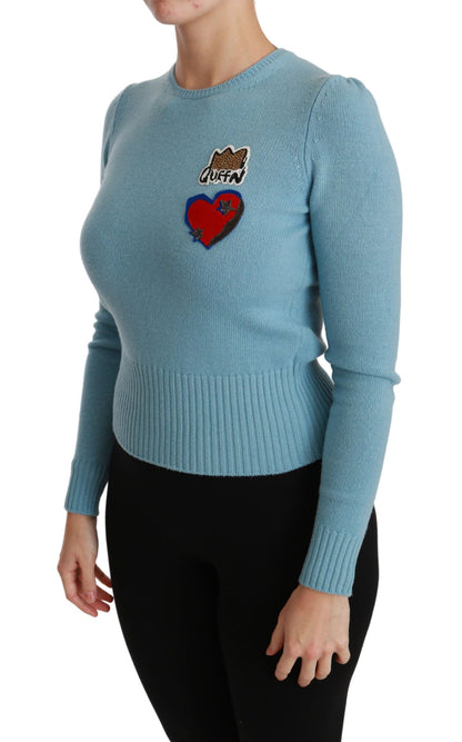 Suéter de punto Dolce & Gabbana azul de lana con motivo Queen Heart