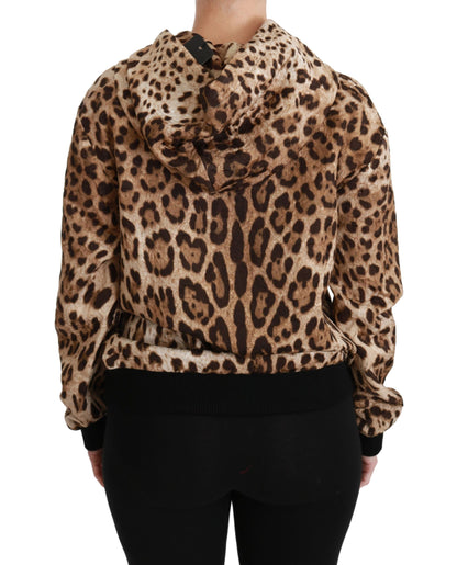 Pull Dolce & Gabbana léopard à capuche clouté en Ayers marron
