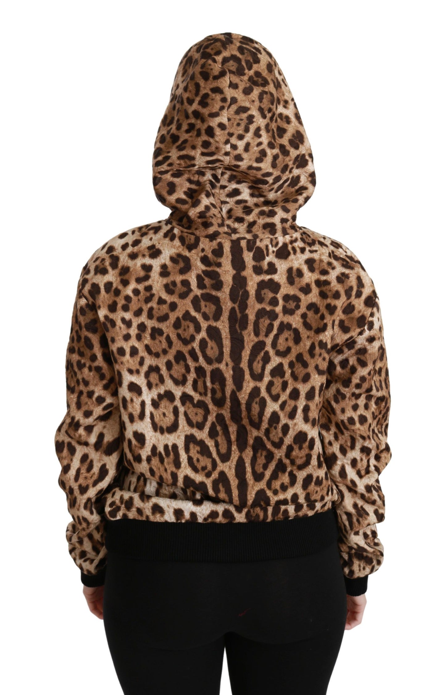 Pull Dolce & Gabbana léopard à capuche clouté en Ayers marron