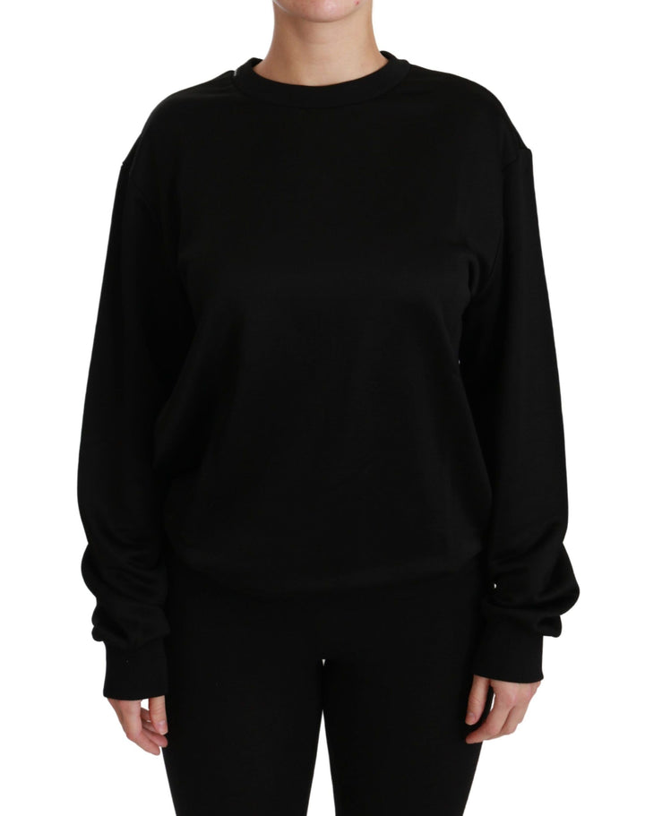 Sudadera de cuello redondo en algodón negro de Dolce & Gabbana