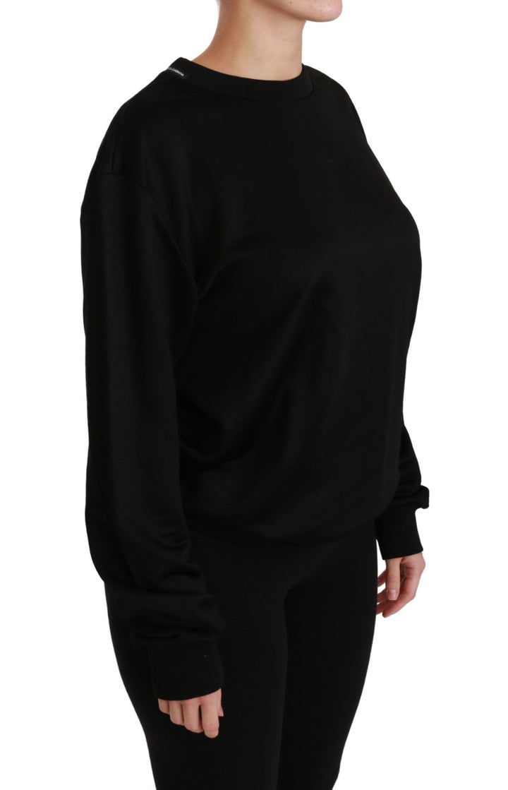 Sudadera de cuello redondo en algodón negro de Dolce & Gabbana