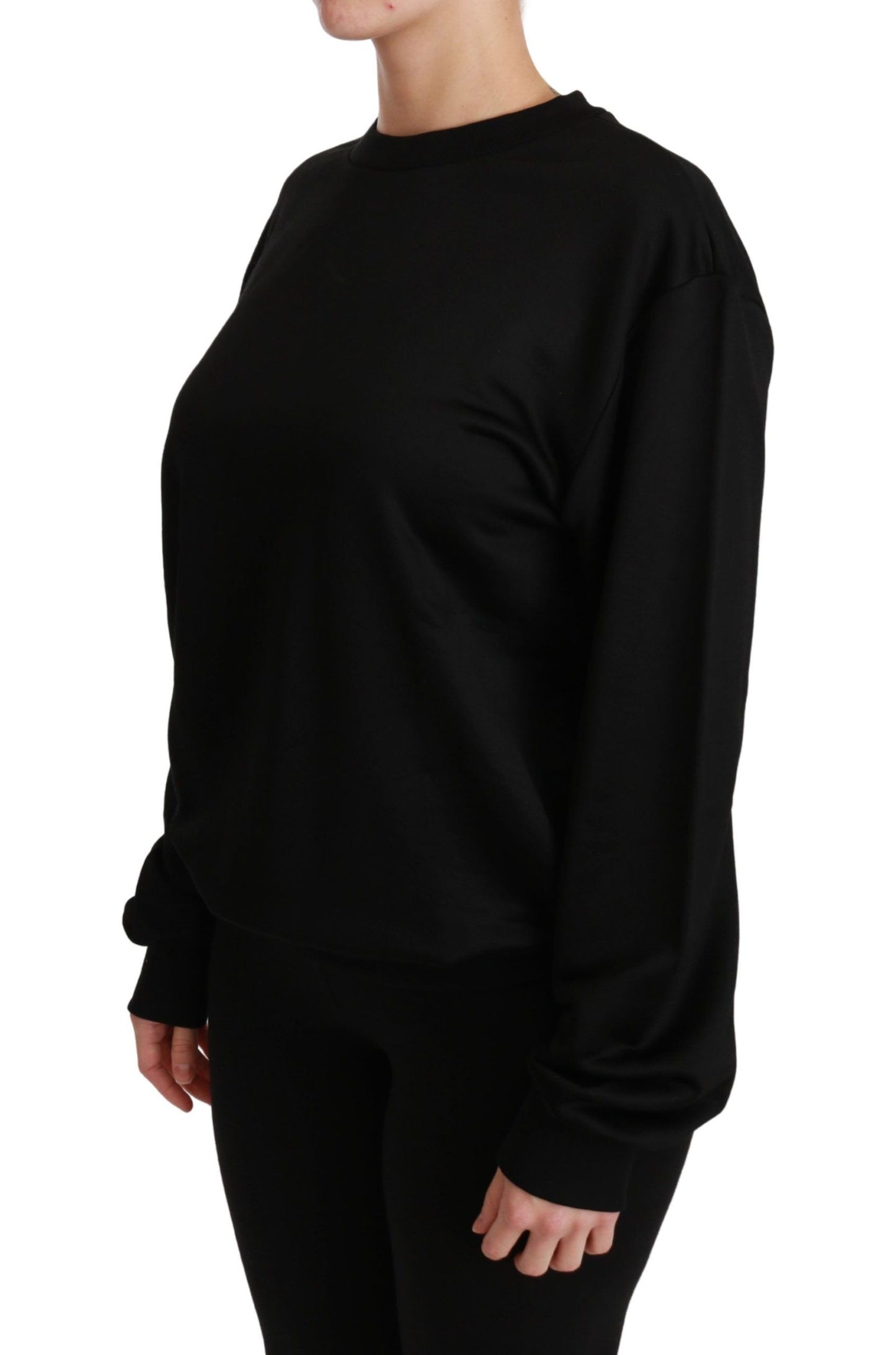 Sudadera de cuello redondo en algodón negro de Dolce & Gabbana