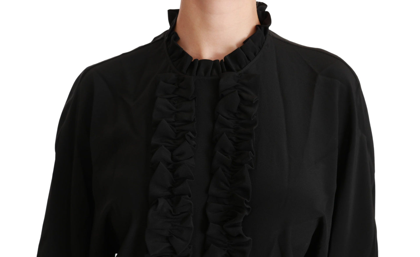 Chemisier Dolce & Gabbana en soie noire à volants