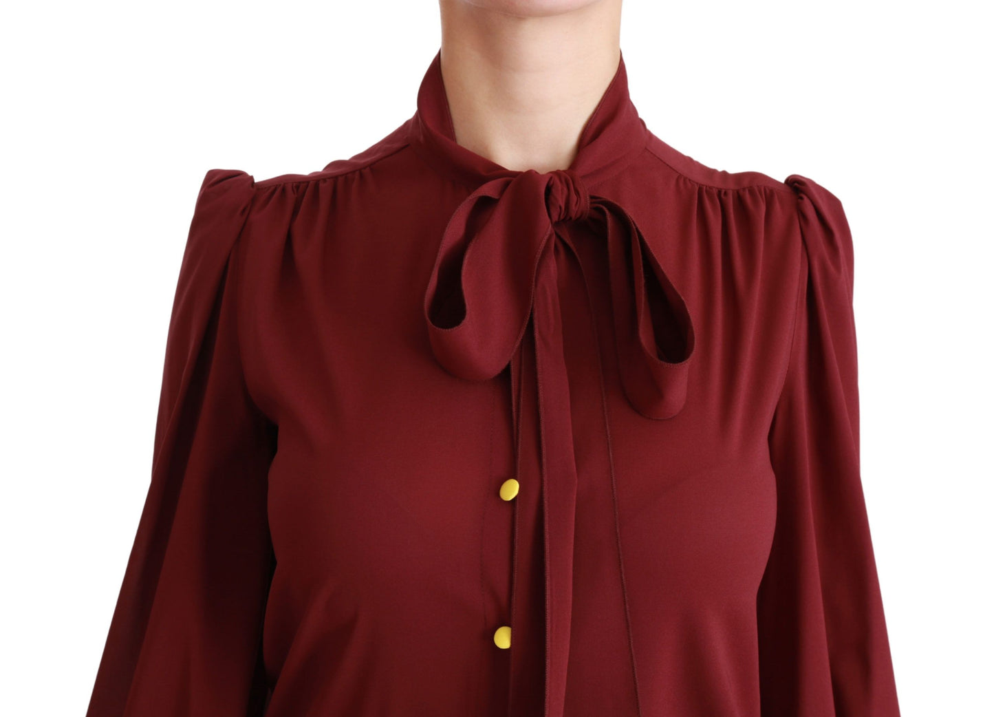 Chemisier à manches longues en soie marron Dolce & Gabbana