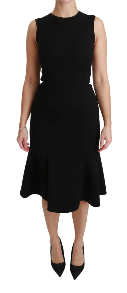 Robe fourreau Dolce & Gabbana noire évasée en laine stretch