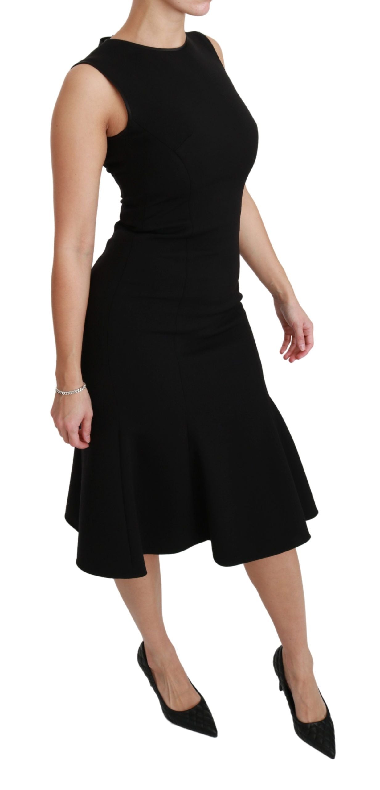 Robe fourreau Dolce & Gabbana noire évasée en laine stretch