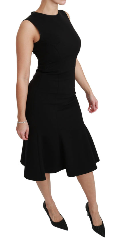 Robe fourreau Dolce & Gabbana noire évasée en laine stretch