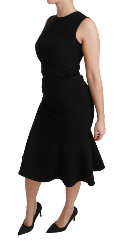 Robe fourreau Dolce & Gabbana noire évasée en laine stretch